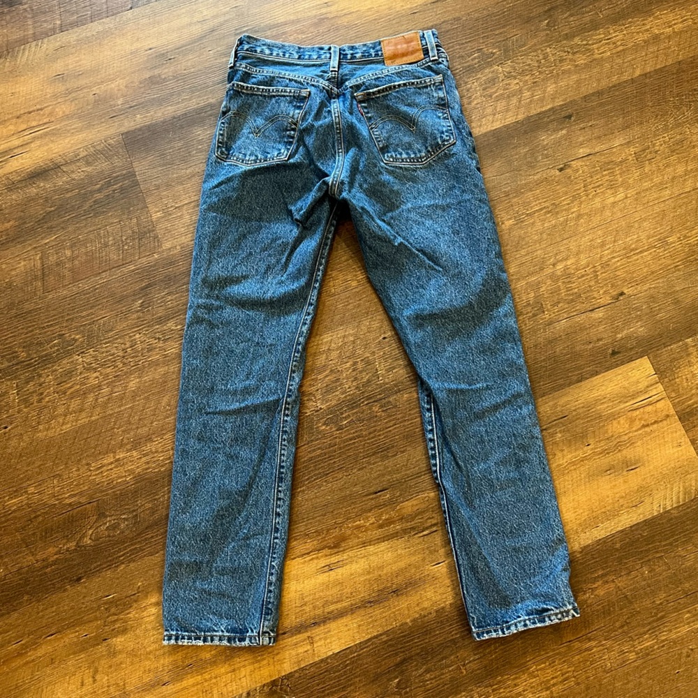 Levi’s 501 Premium Denim jeans womens size 28 button fly straight leg distressed